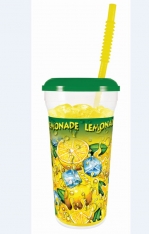 32 oz Clear Lemon - Ice Sleek Cup w/lid & straw